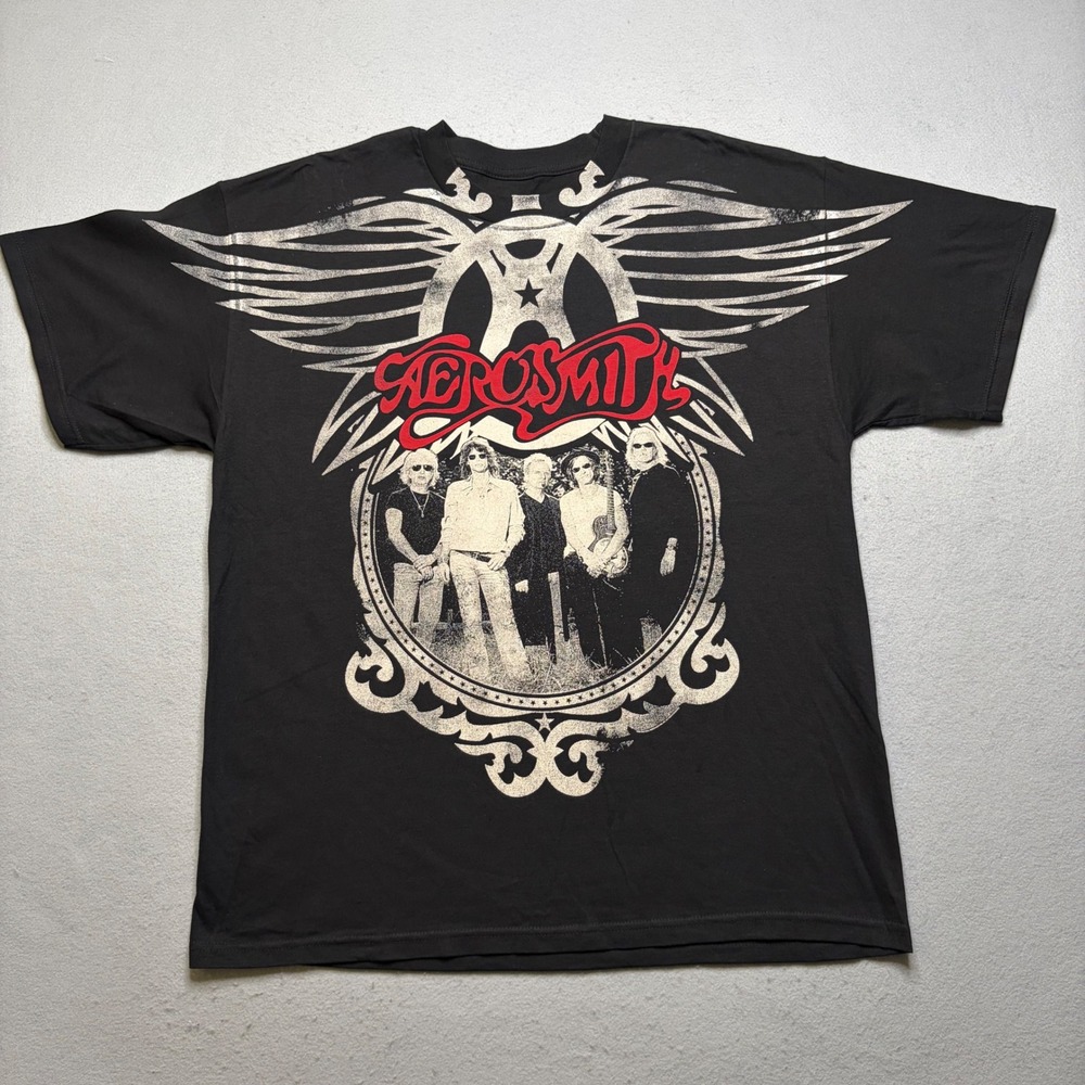 Aerosmith T-Shirt Mens XL Black World Tour 2009 Band Graphic Rock Tee